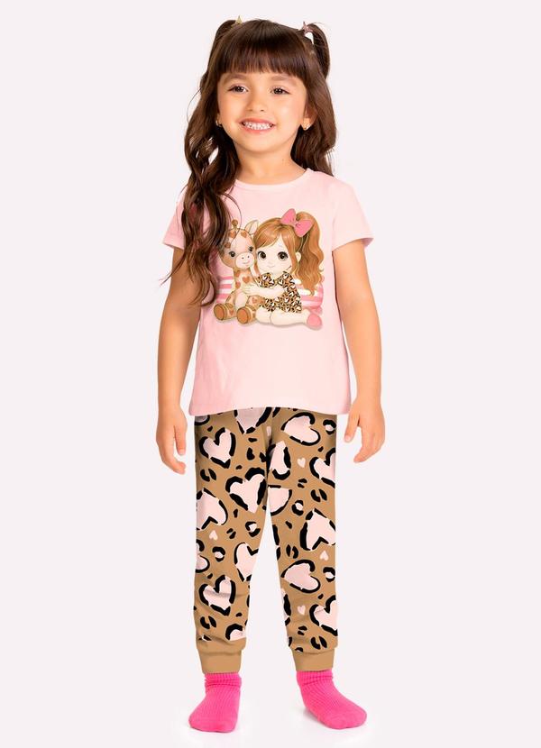 Pijama Infantil Menina em Algodão Rosa