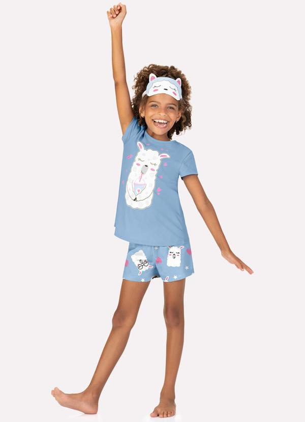 Pijama Infantil Menina Lhama Azul