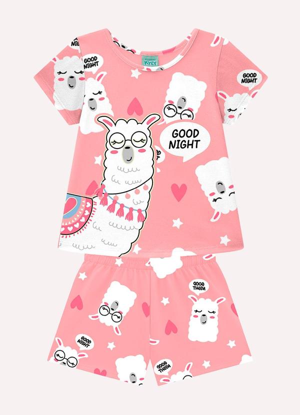 Pijama Infantil Menina Lhama Rosa