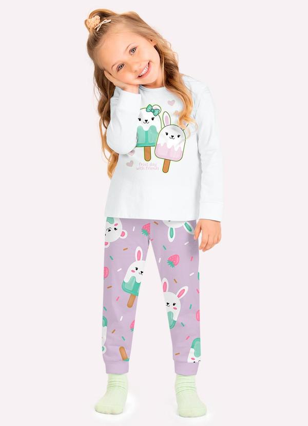 Pijama Infantil Menina Picolés Branco