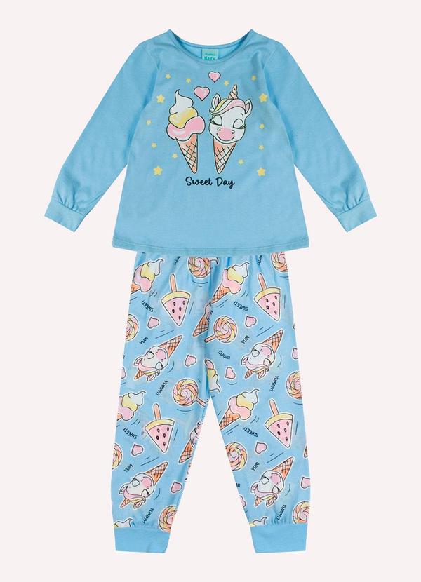 Pijama Infantil Menina Unicórnio Azul