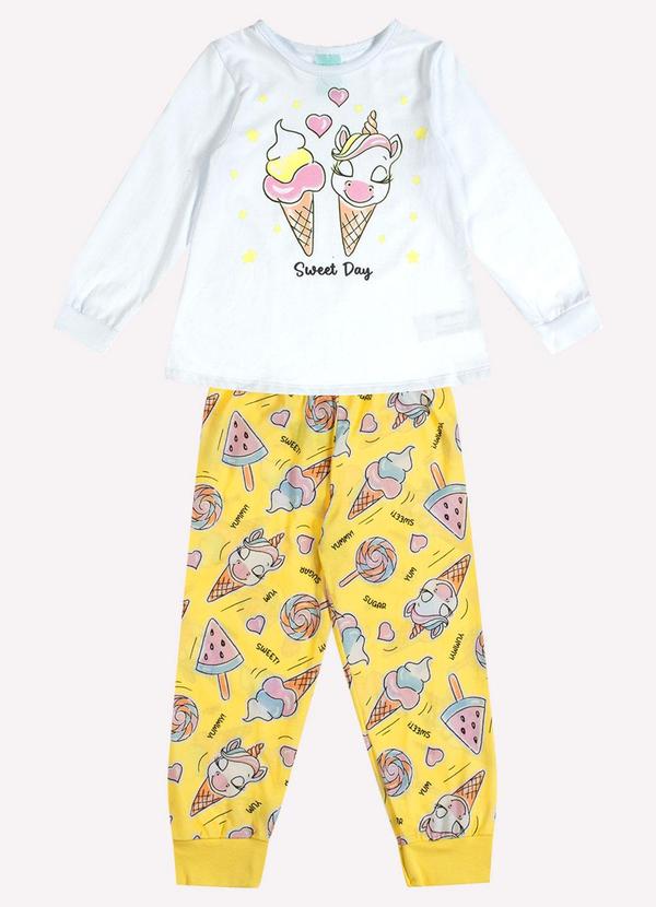 Pijama Infantil Menina Unicórnio Branco
