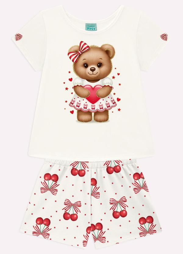 Pijama Infantil Menina Ursinho Branco