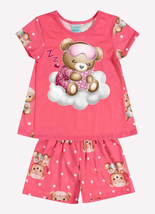 Pijama Infantil Menina Ursinho Rosa