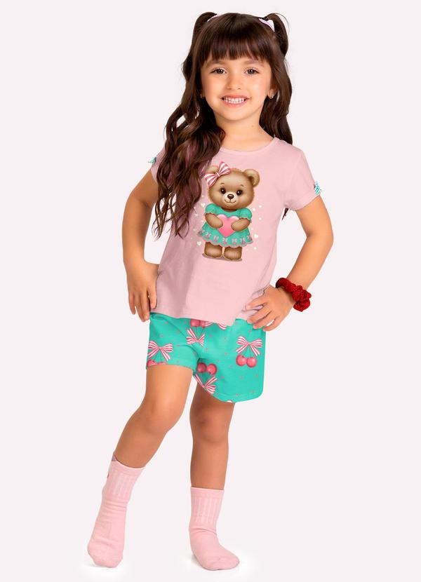 Pijama Infantil Menina Ursinho Rosa
