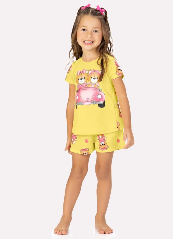 Pijama Infantil Menina Ursinhos Amarelo