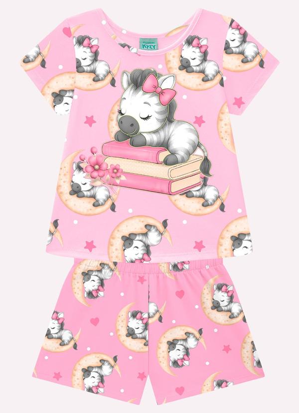 Pijama Infantil Menina Zebra Rosa