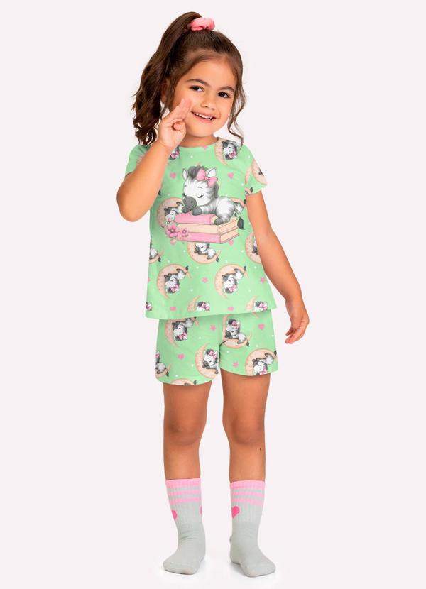 Pijama Infantil Menina Zebra Verde