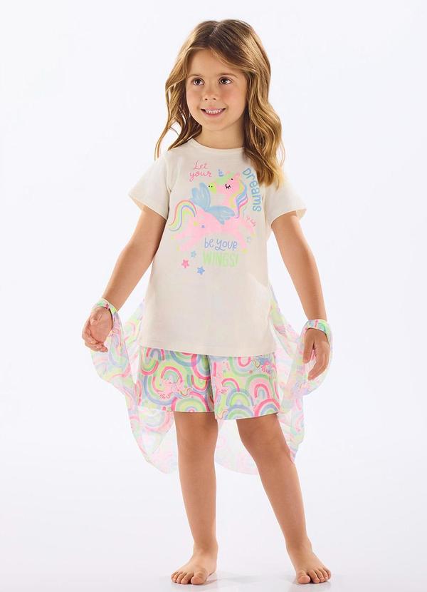 Pijama Infantil Suedine com Asas Bege