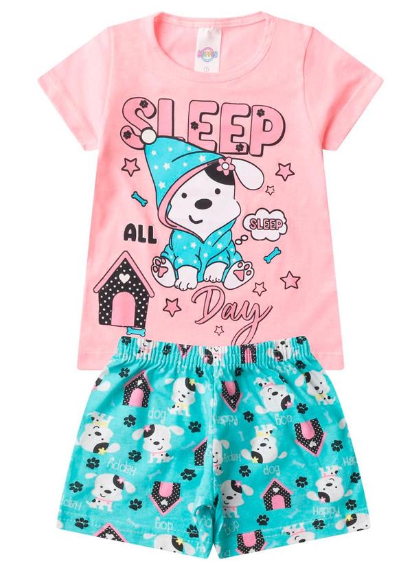 Pijama Menina Brilha no Escuro Kappes Rosa