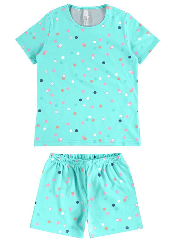 Vista 2 Pijama Poá que Brilha no Escuro Azul Claro Malwee Kids Malwee Kids