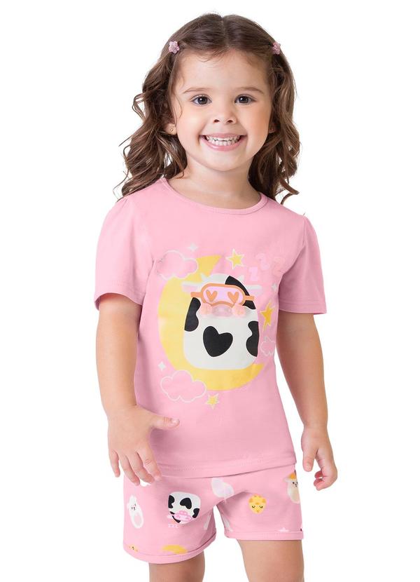 Pijama Rosa Claro Vaquinha Menina