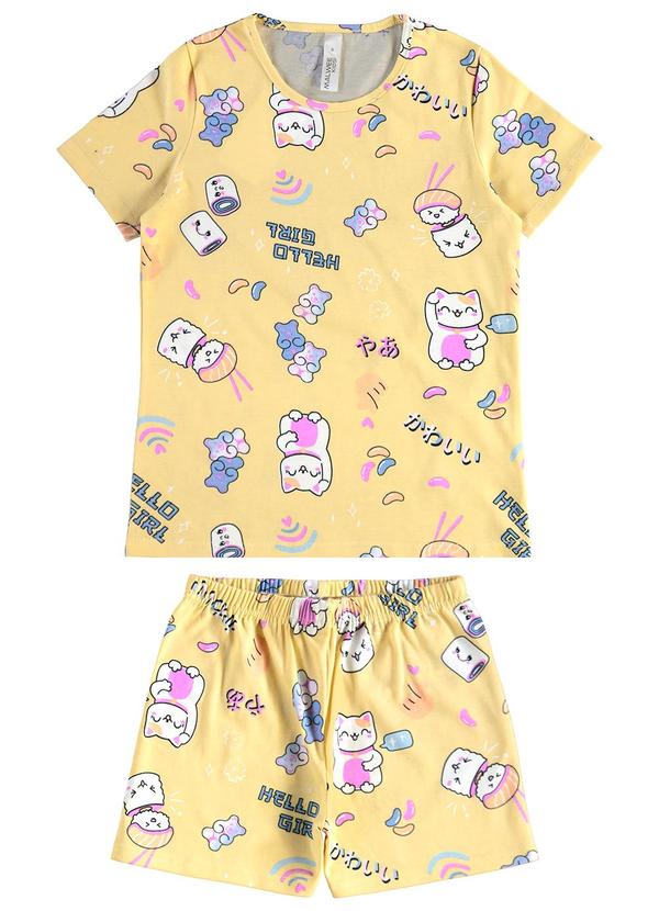 Vista 2 Pijama Sushi que Brilha no Escuro Amarelo Malwee Kids Malwee Kids