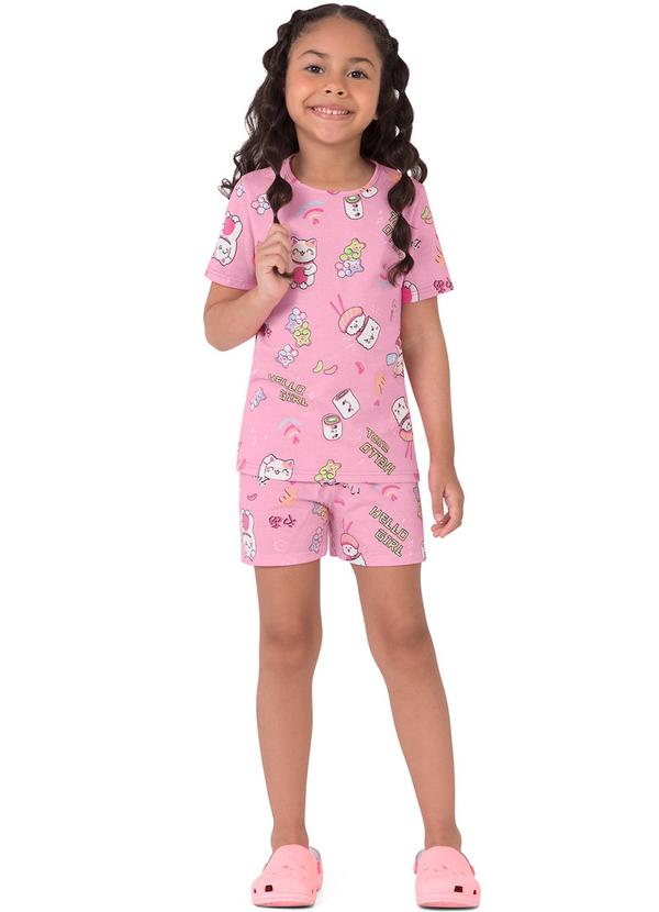 Vista 2 Pijama Sushi que Brilha no Escuro Rosa Malwee Kids Malwee Kids