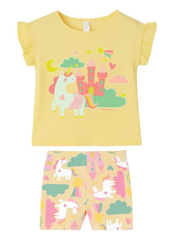 Pijama Unicórnio que Brilha no Amarelo Claro