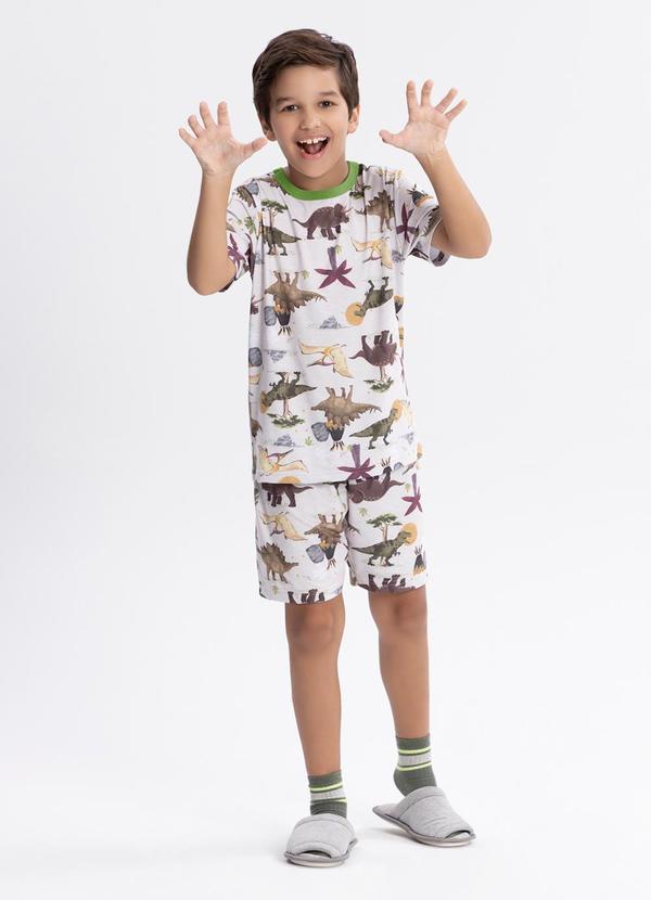 Pijama Unissex com Bermuda e Camiseta Bege