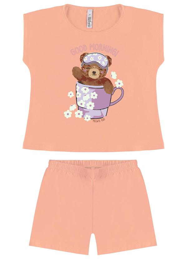 Vista 2 Pijama Ursinho que Brilha no Escuro Laranja Claro Malwee Kids Malwee Kids