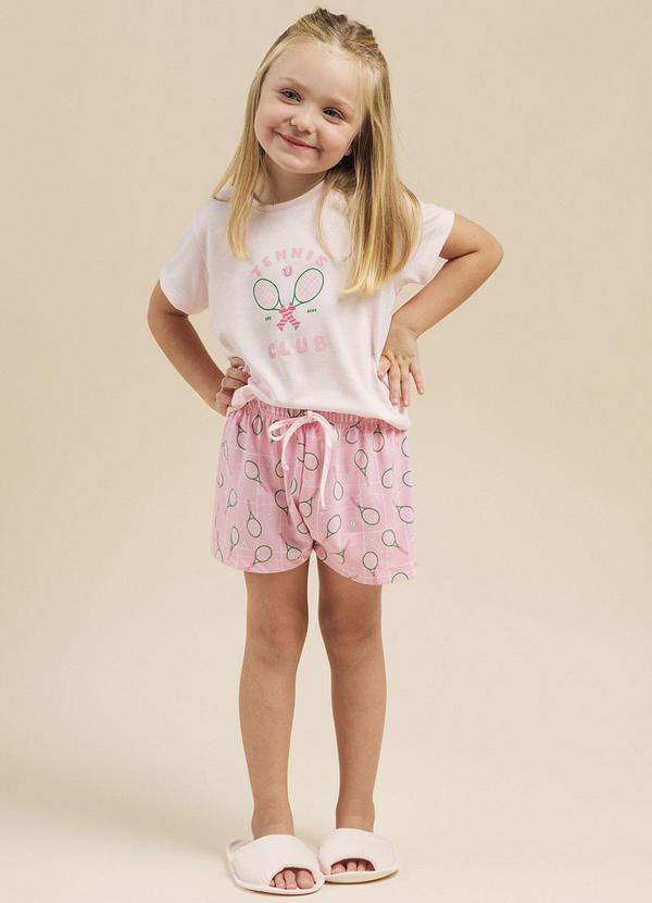 Conjunto Short Doll Manga Curta Infantil Estampado