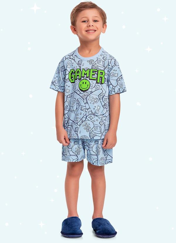 Conjunto Pijama Camiseta e Bermuda Azul