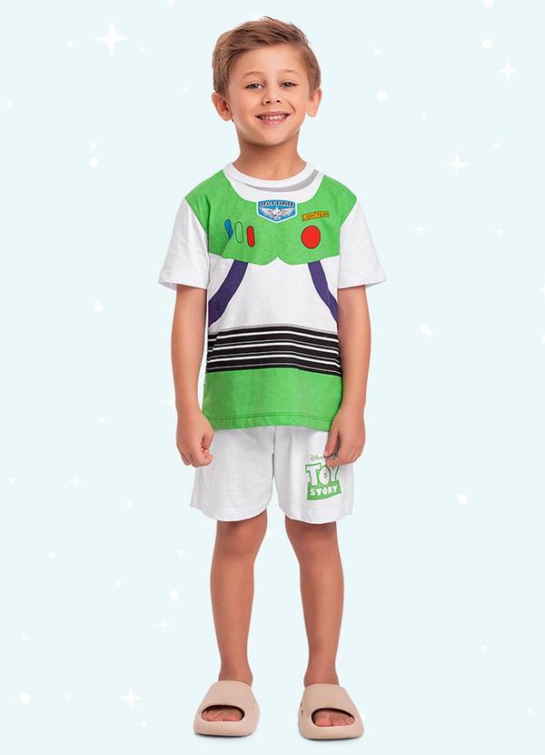 Conjunto Pijama Camiseta e Bermuda Toy Story Branco