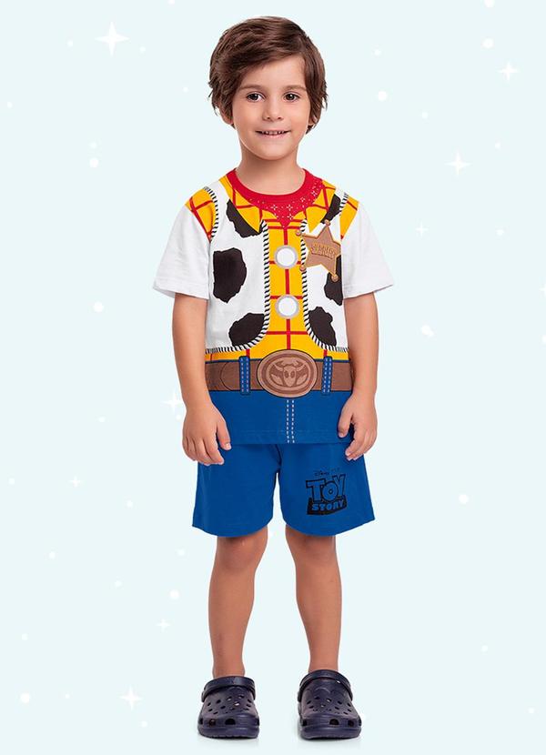 Conjunto Pijama Camiseta e Bermuda Toy Story Azul