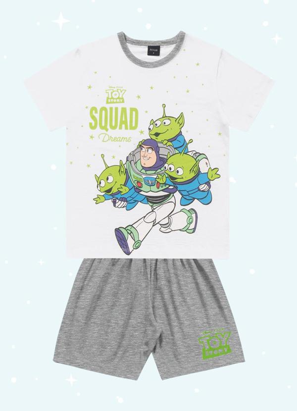 Conjunto Pijama Camiseta e Bermuda Toy Story Branco