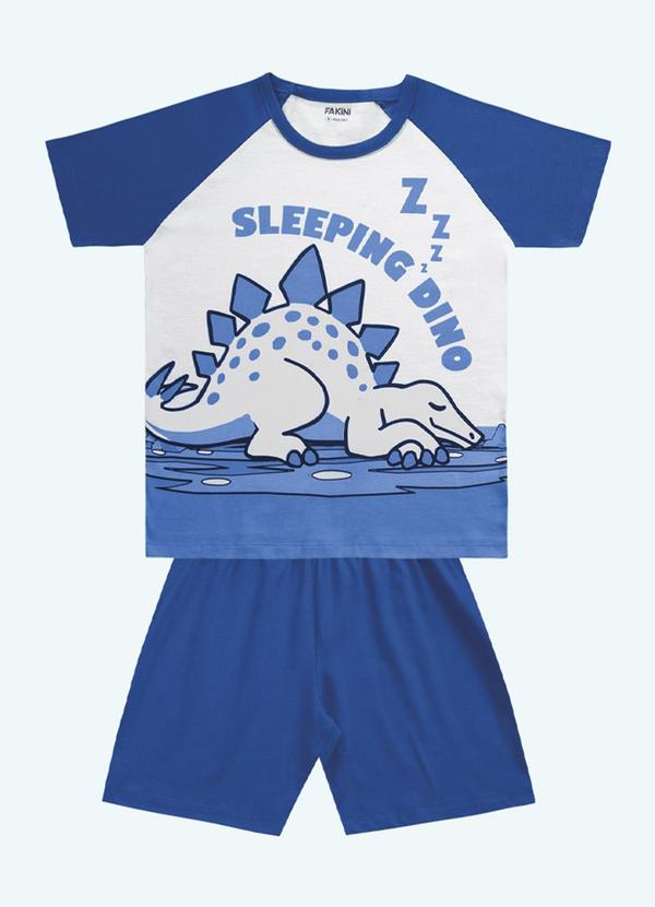 Vista 2 Conjunto Pijama Camiseta e Bermuda Azul Fakini Kids Fakini Kids