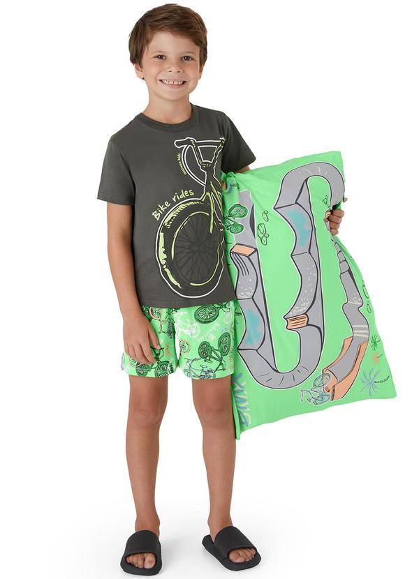 Pijama Bike e Fronha Cinza Chumbo