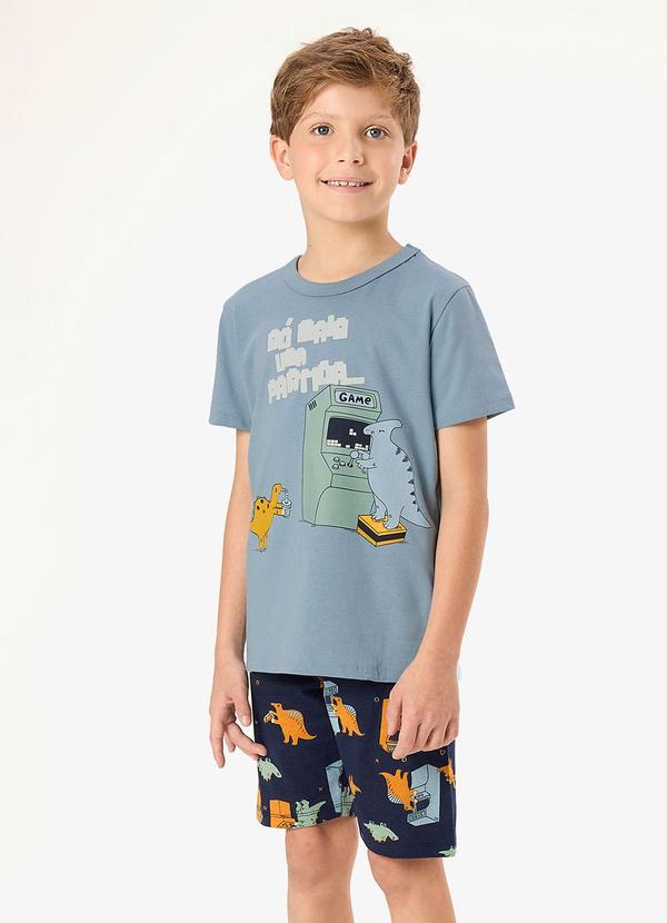 Pijama Camiseta com Bermuda Infantil Azul