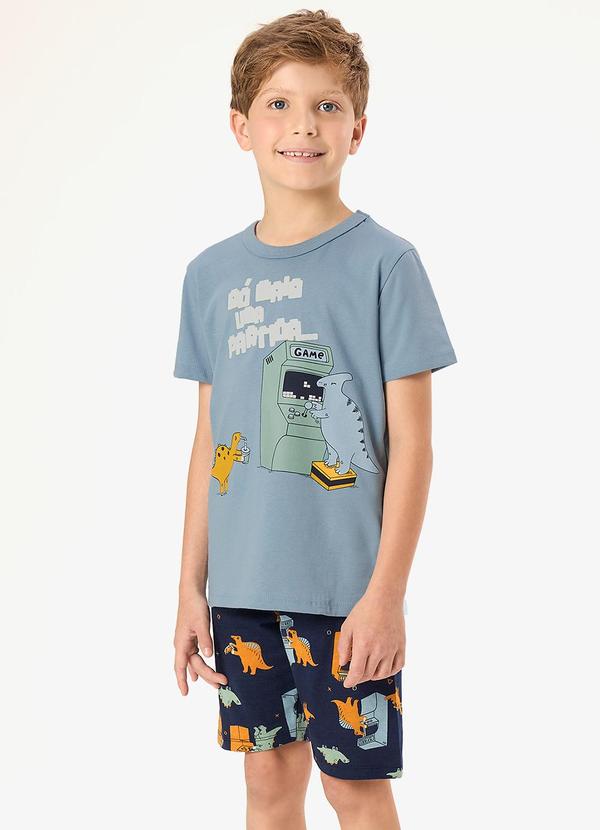 Pijama Camiseta com Bermuda Infantil Azul