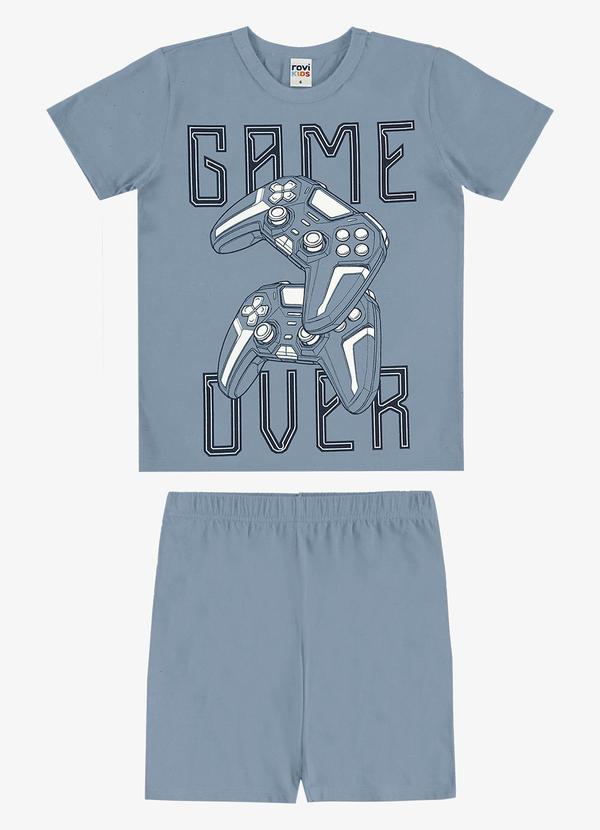 Pijama Camiseta com Bermuda Infantil Azul