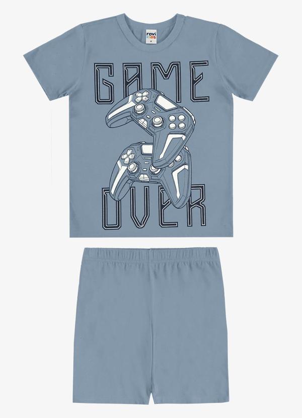 Pijama Camiseta com Bermuda Infantil Azul