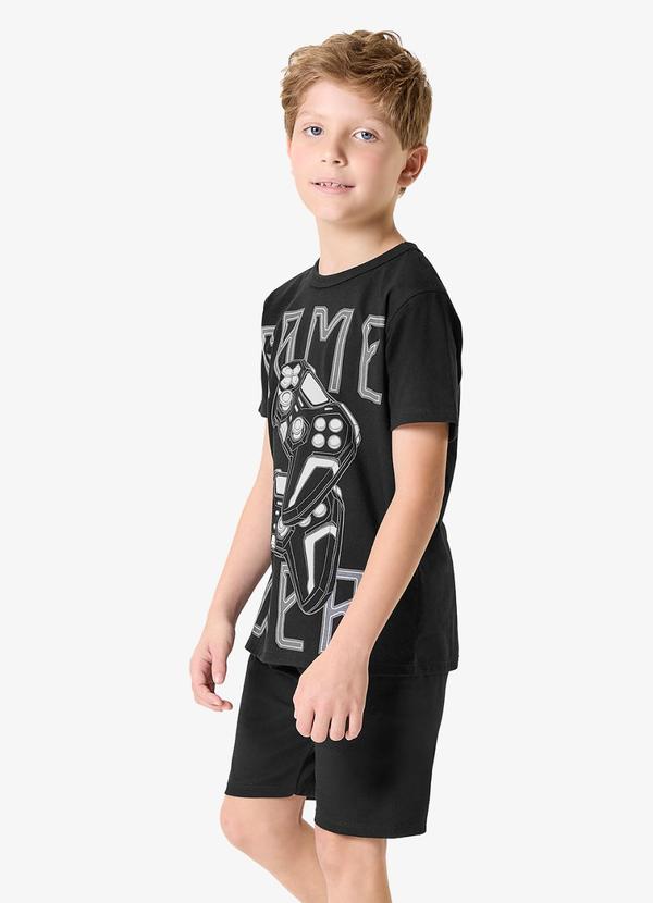 Pijama Camiseta com Bermuda Infantil Preto
