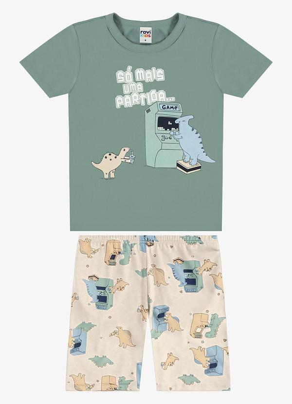 Pijama Camiseta com Bermuda Infantil Verde