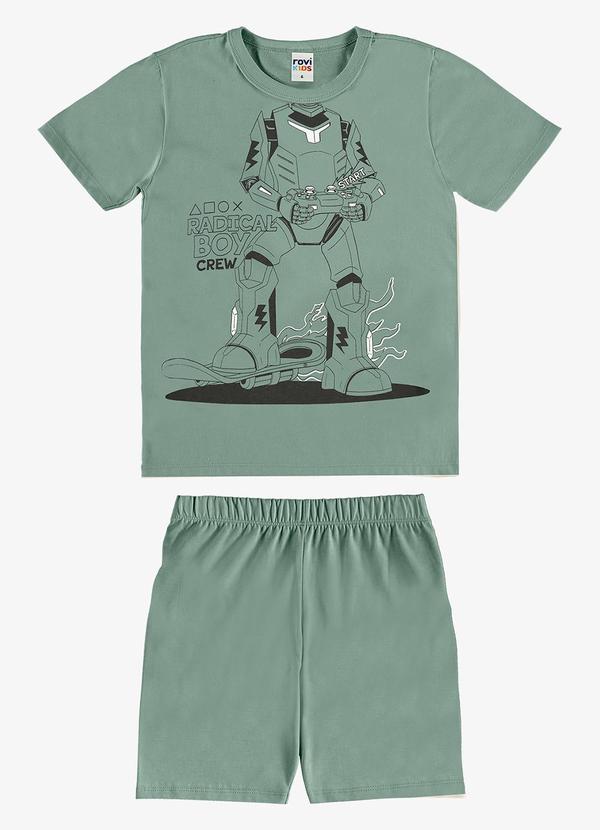 Pijama Camiseta com Bermuda Infantil Verde