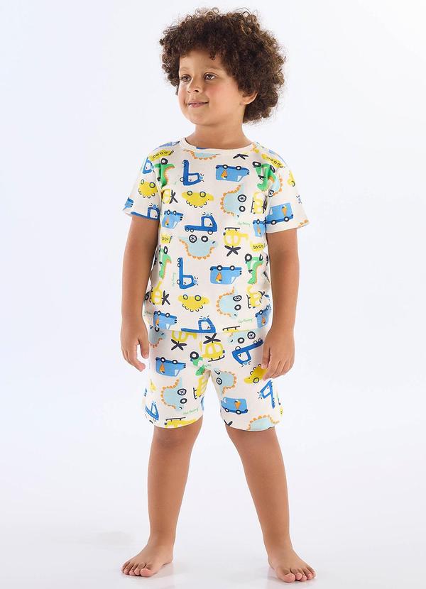 Vista 2 Pijama Curto Infantil em Suedine Up Baby Branco Up Baby