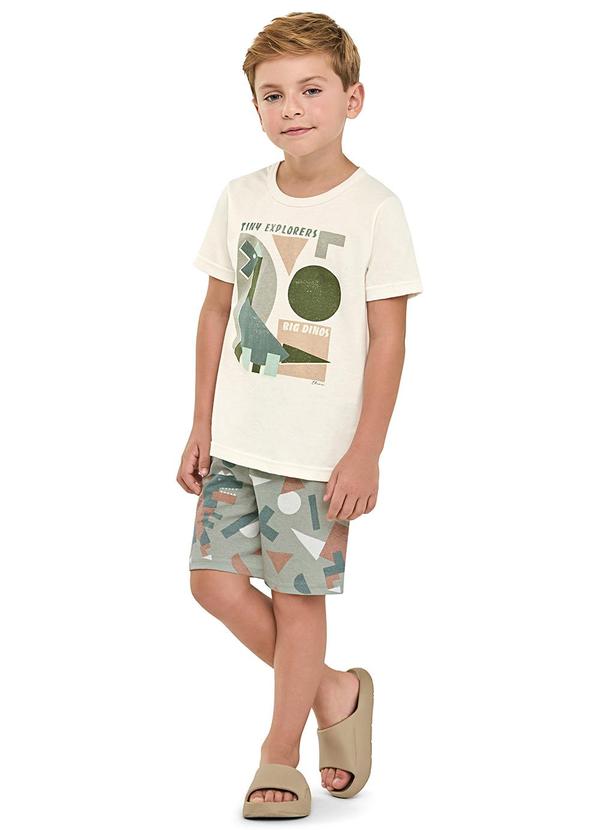 Pijama Curto Infantil Menino Dino Bege