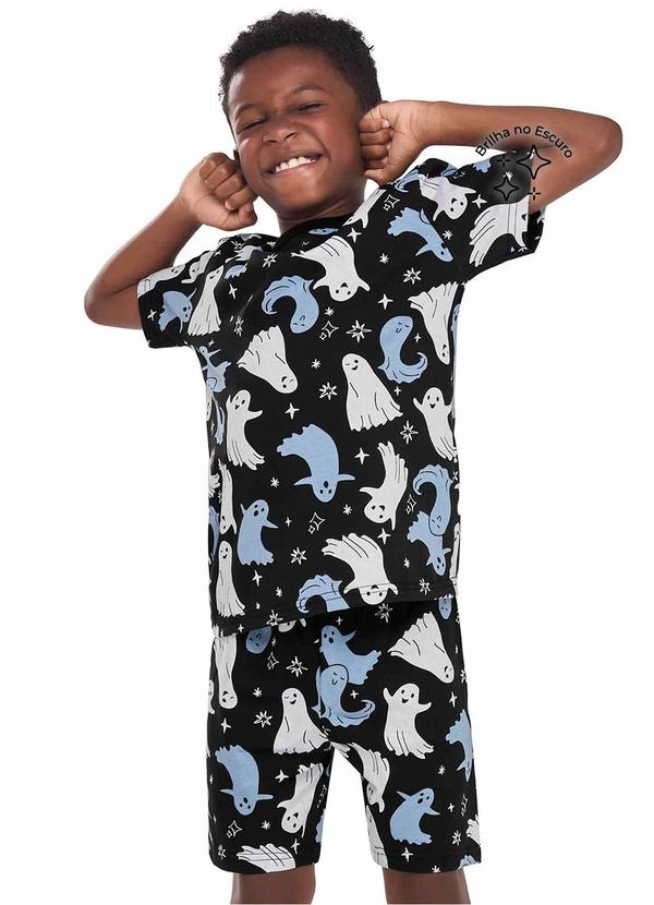 Pijama Curto Infantil Menino Fantasminha Preto
