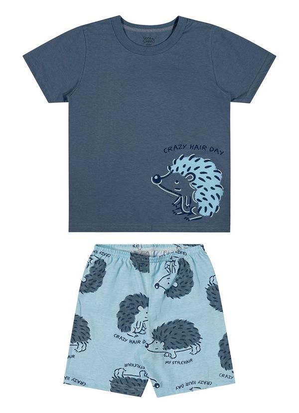 Pijama Curto Infantil Menino Ouriço Azul