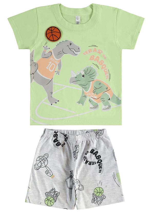 Vista 2 Pijama Dinos que Brilha no Escuro Verde Claro Malwee Kids Malwee Kids