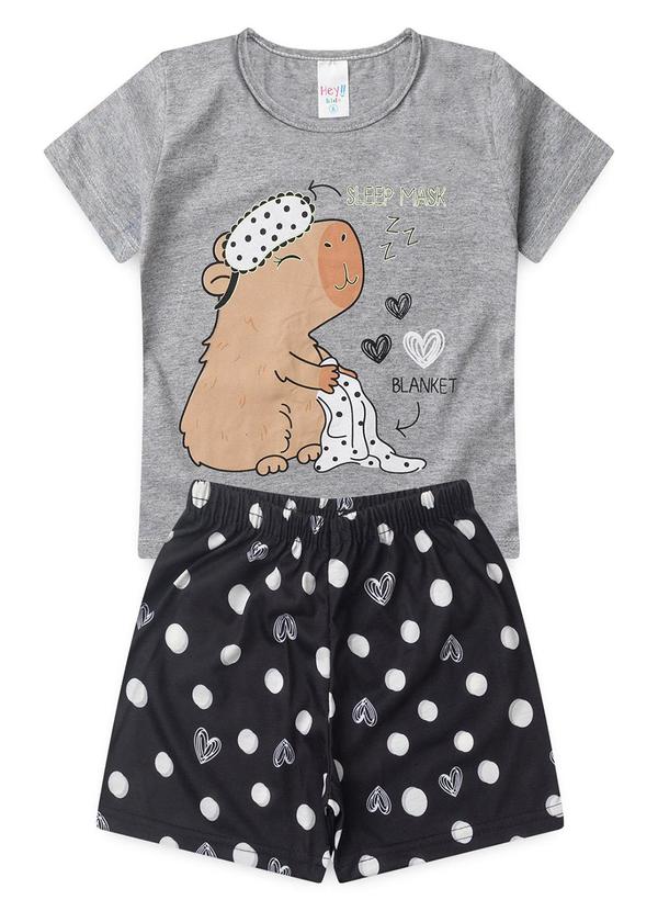 Vista 2 Pijama Feminino Verão Capivara Cinza Atelie Da Crianca Atelie Da Crianca