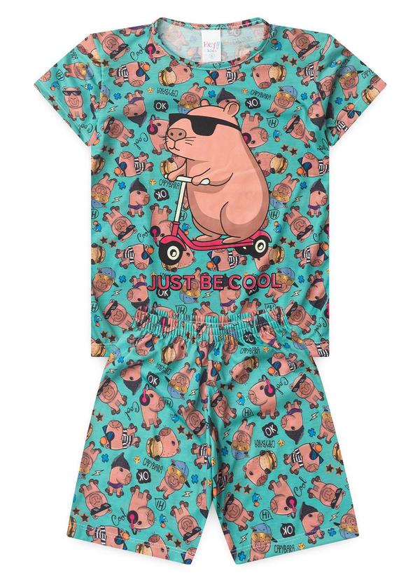 Vista 2 Pijama Feminino Verão Capivara Patinete Verde Atelie Da Crianca Atelie Da Crianca