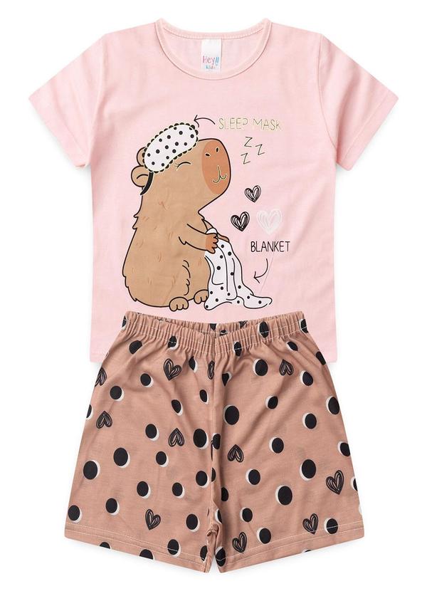 Vista 2 Pijama Feminino Verão Capivara Rosa Atelie Da Crianca Atelie Da Crianca