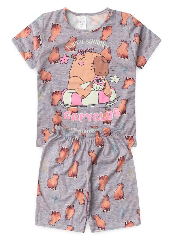 Vista 2 Pijama Feminino Verão Capivara Summer Cinza Atelie Da Crianca Atelie Da Crianca