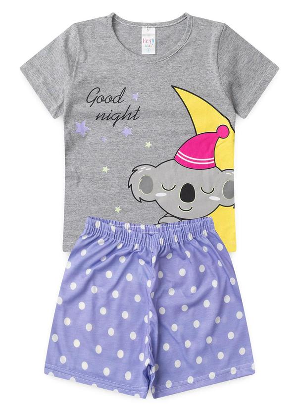 Vista 2 Pijama Feminino Verão Coala Bolinha Cinza Atelie Da Crianca Atelie Da Crianca