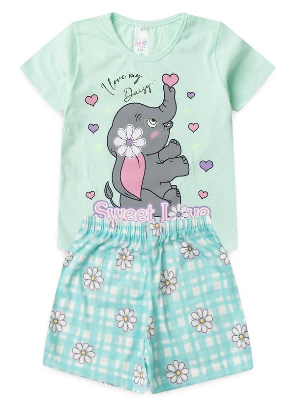 Vista 2 Pijama Feminino Verão Elefante Verde Atelie Da Crianca Atelie Da Crianca