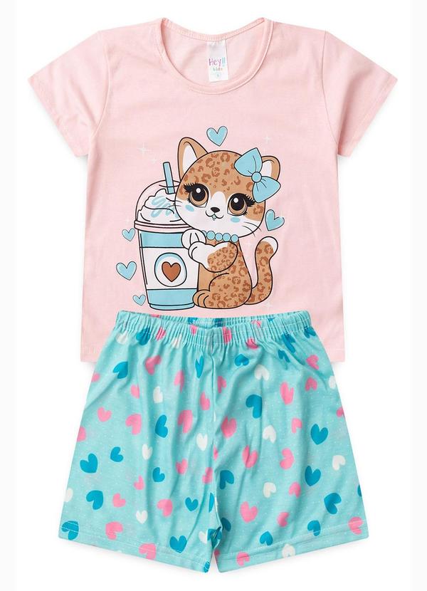Vista 2 Pijama Feminino Verão Gata Onça Rosa Atelie Da Crianca Atelie Da Crianca