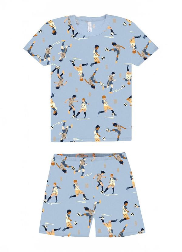 Pijama Futebol Brilha no Escuro Azul Claro