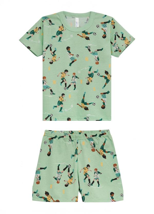Pijama Futebol Brilha no Escuro Verde Claro