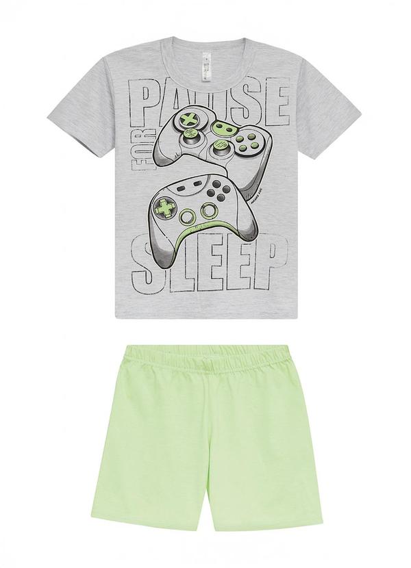 Vista 2 Pijama Gamer Brilha no Escuro Cinza Claro Malwee Kids Malwee Kids